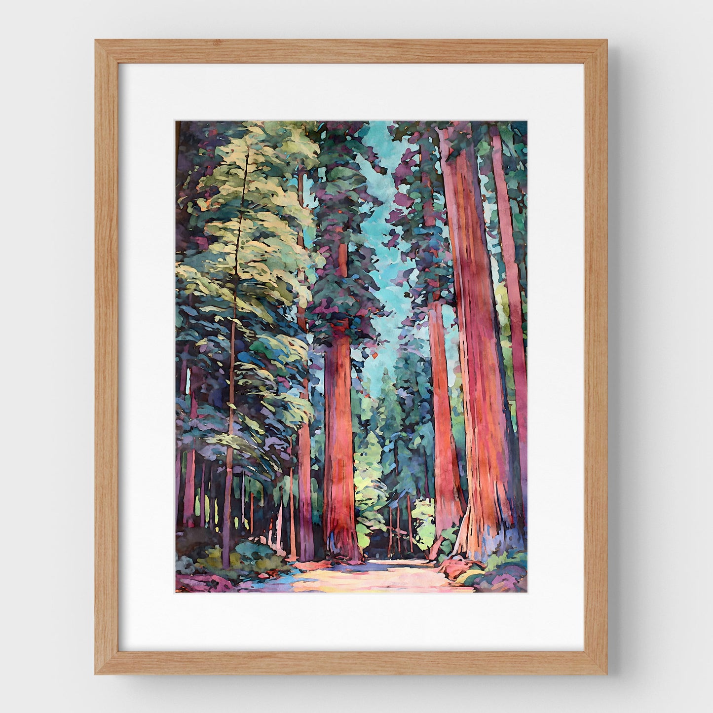 Redwood Forest Watercolor Print