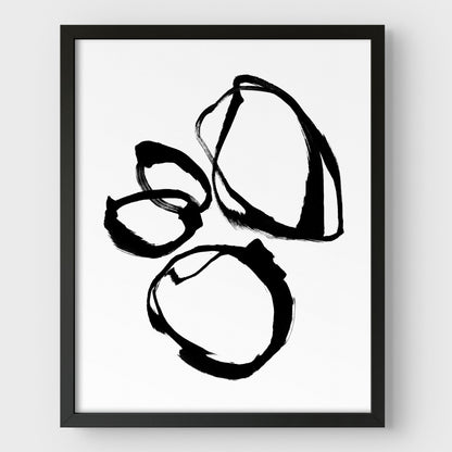 Black and White Minimalist Abstract Shapes Ink Painting Print