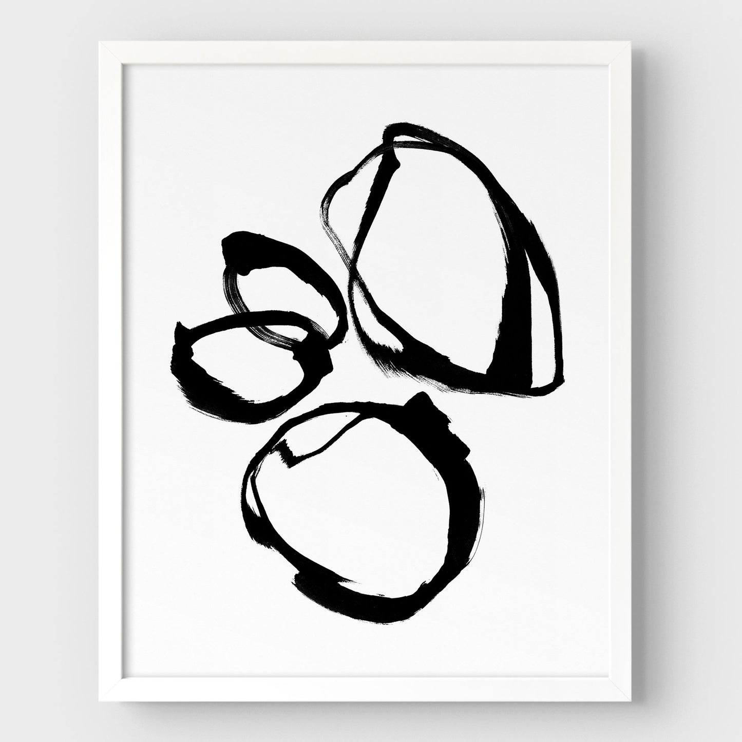 Black and White Minimalist Abstract Shapes Ink Painting Print