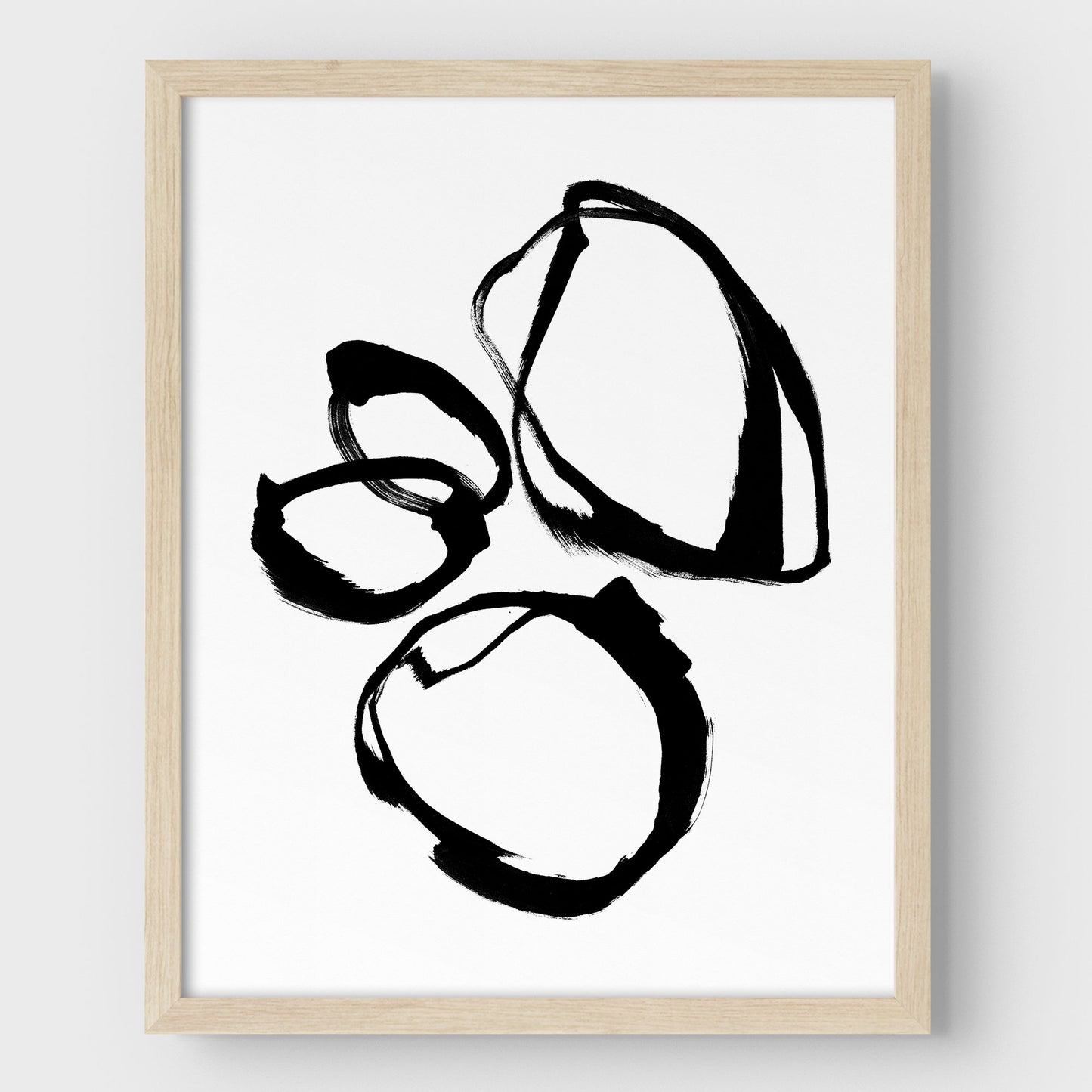 Black and White Minimalist Abstract Shapes Ink Painting Print