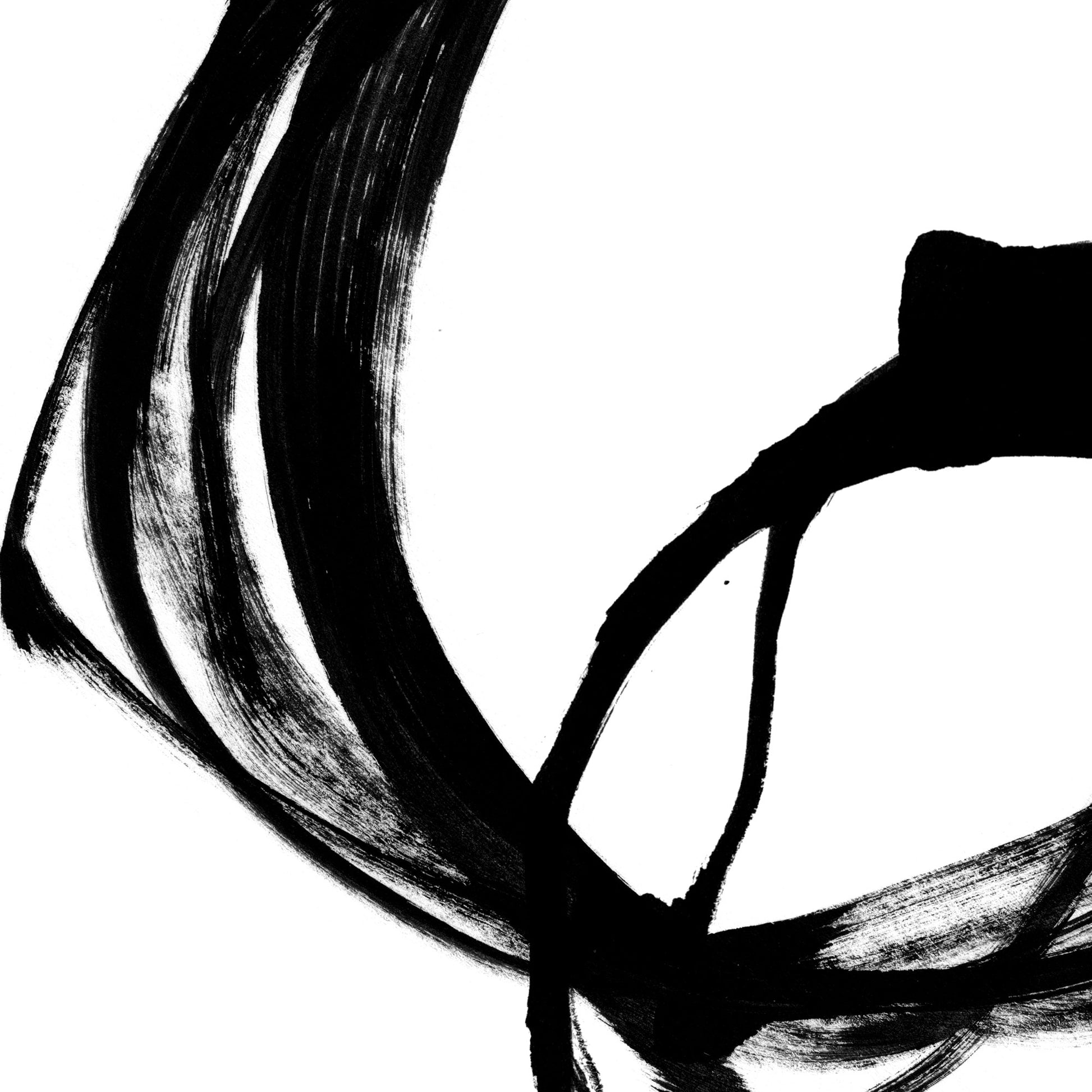 Ink Rings Black and White Minimalist Abstract Painting Print