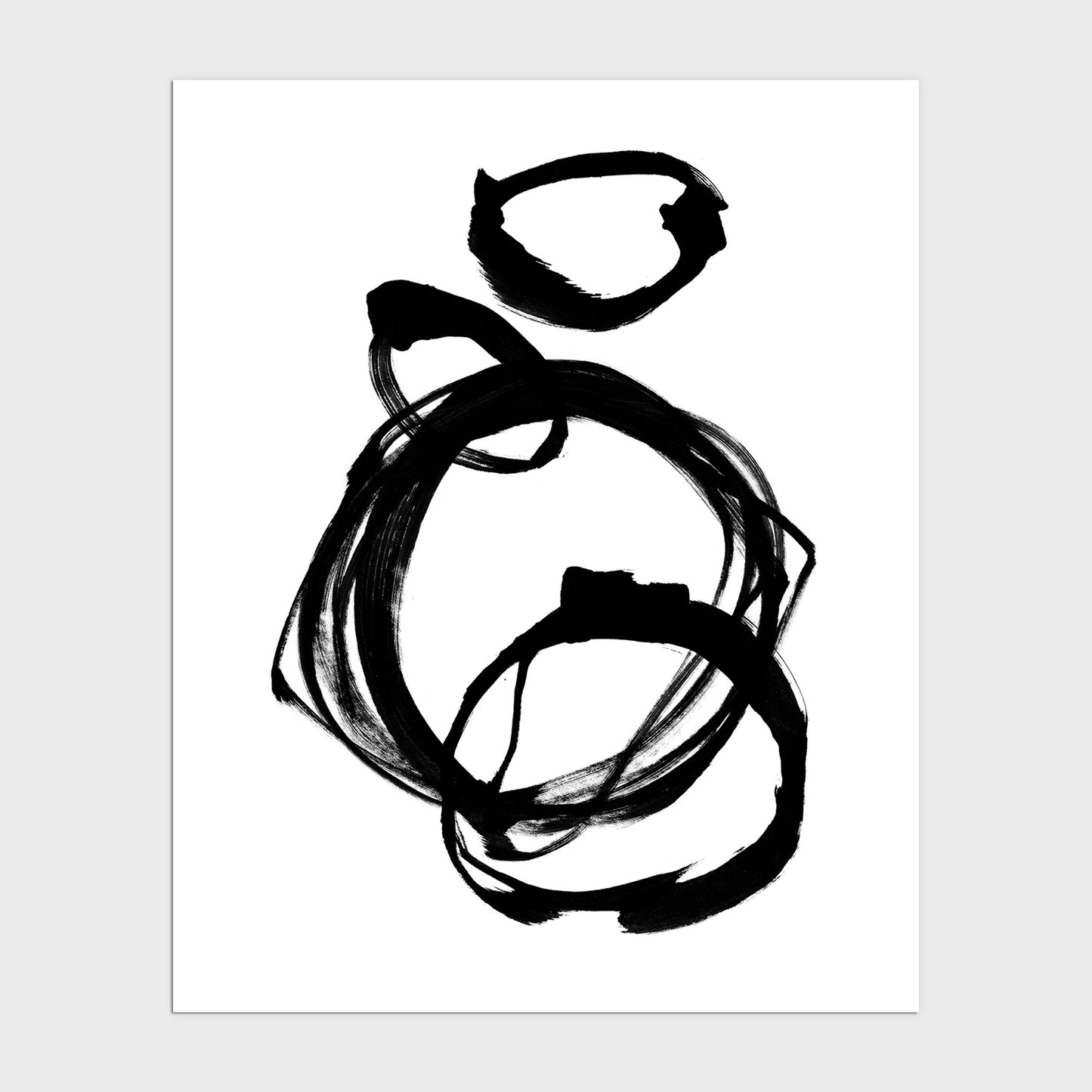 Ink Rings Black and White Minimalist Abstract Painting Print