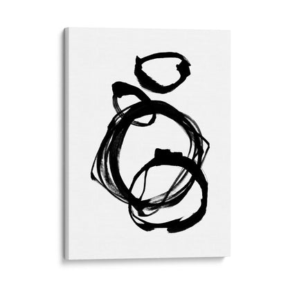 Ink Rings Black and White Minimalist Abstract Painting Print