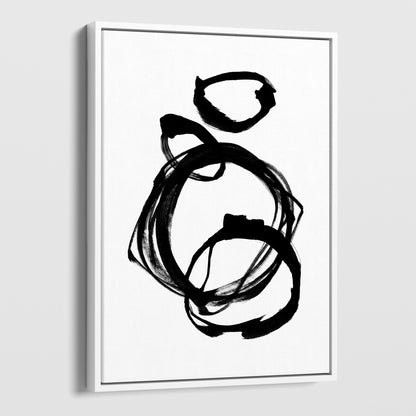 Ink Rings Black and White Minimalist Abstract Painting Print