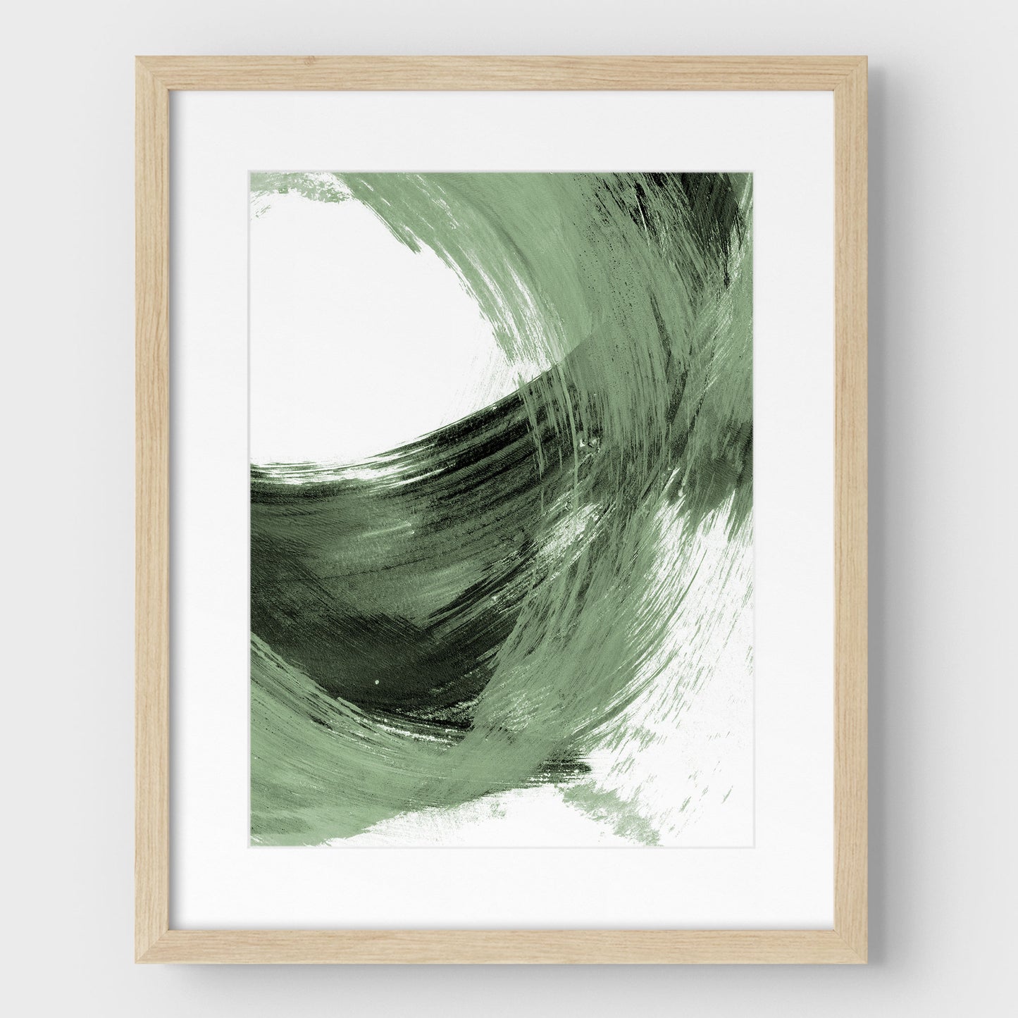 Green and Black Curved Brushstrokes II Print