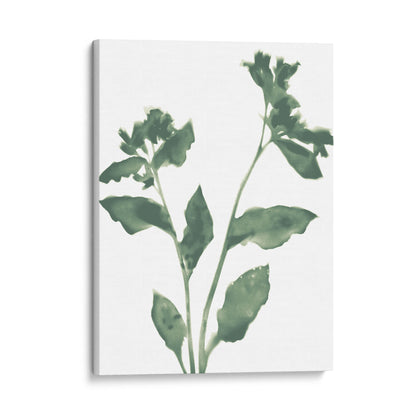 Sage Green Flower Silhouette Modern Botanical Print