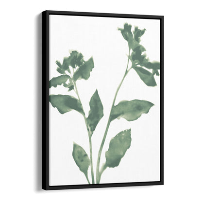 Sage Green Flower Silhouette Modern Botanical Print