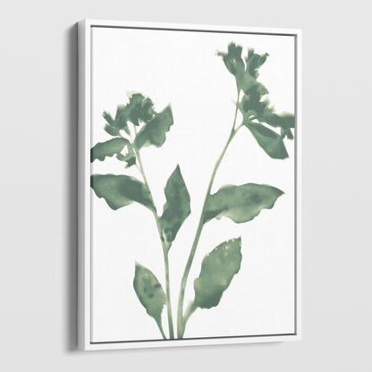 Sage Green Flower Silhouette Modern Botanical Print