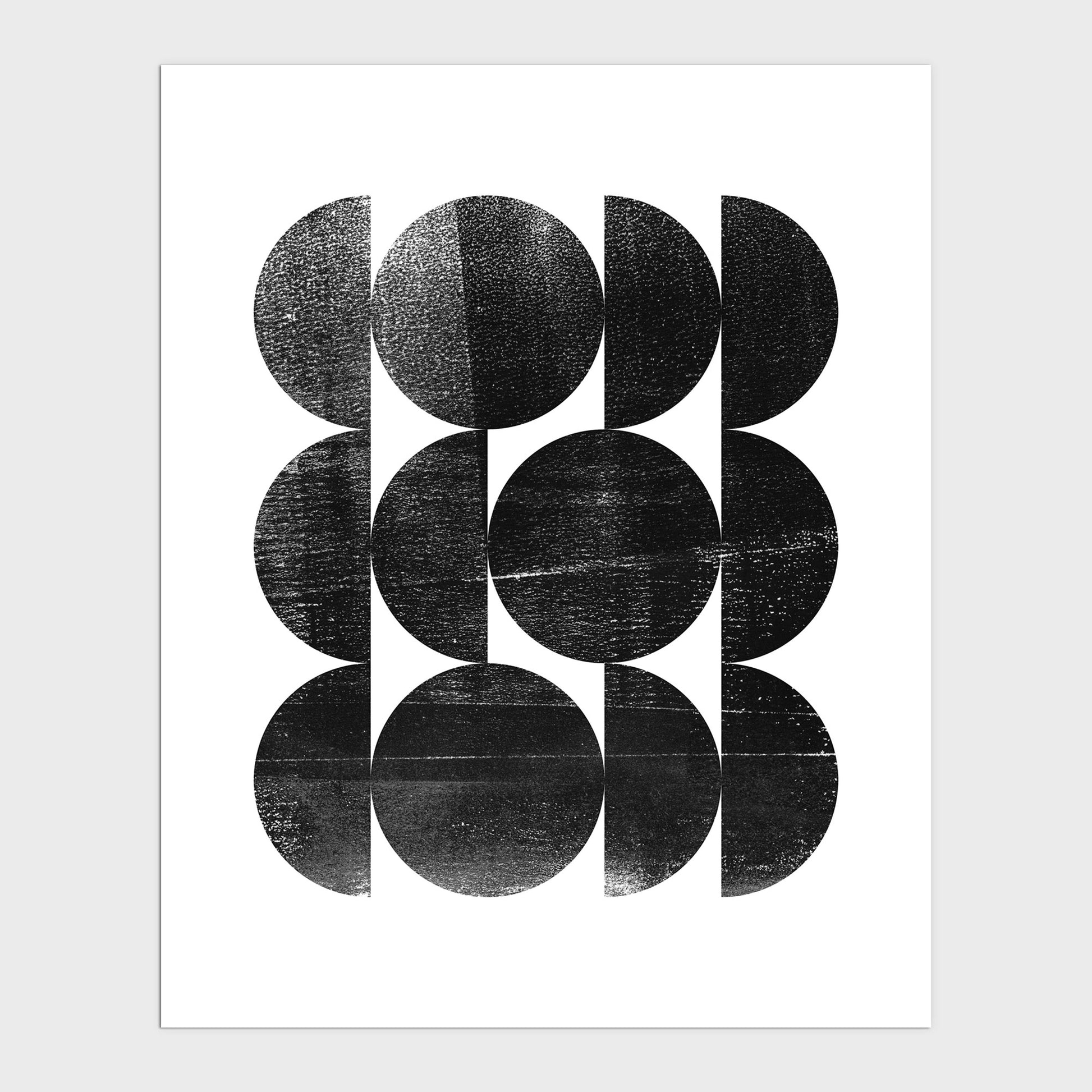 Black and White Circles Mid Century Modern Geometric Abstract Print