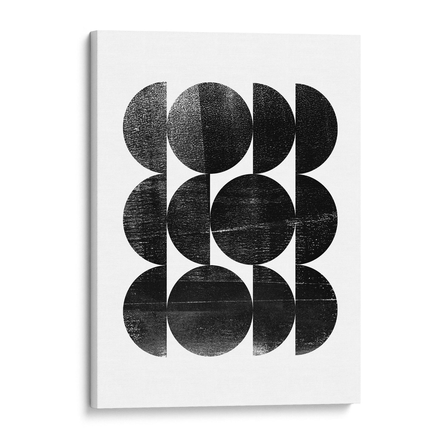 Black and White Circles Mid Century Modern Geometric Abstract Print