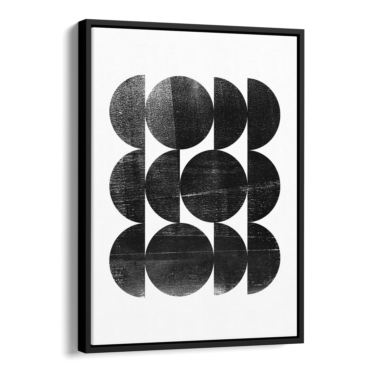 Black and White Circles Mid Century Modern Geometric Abstract Print