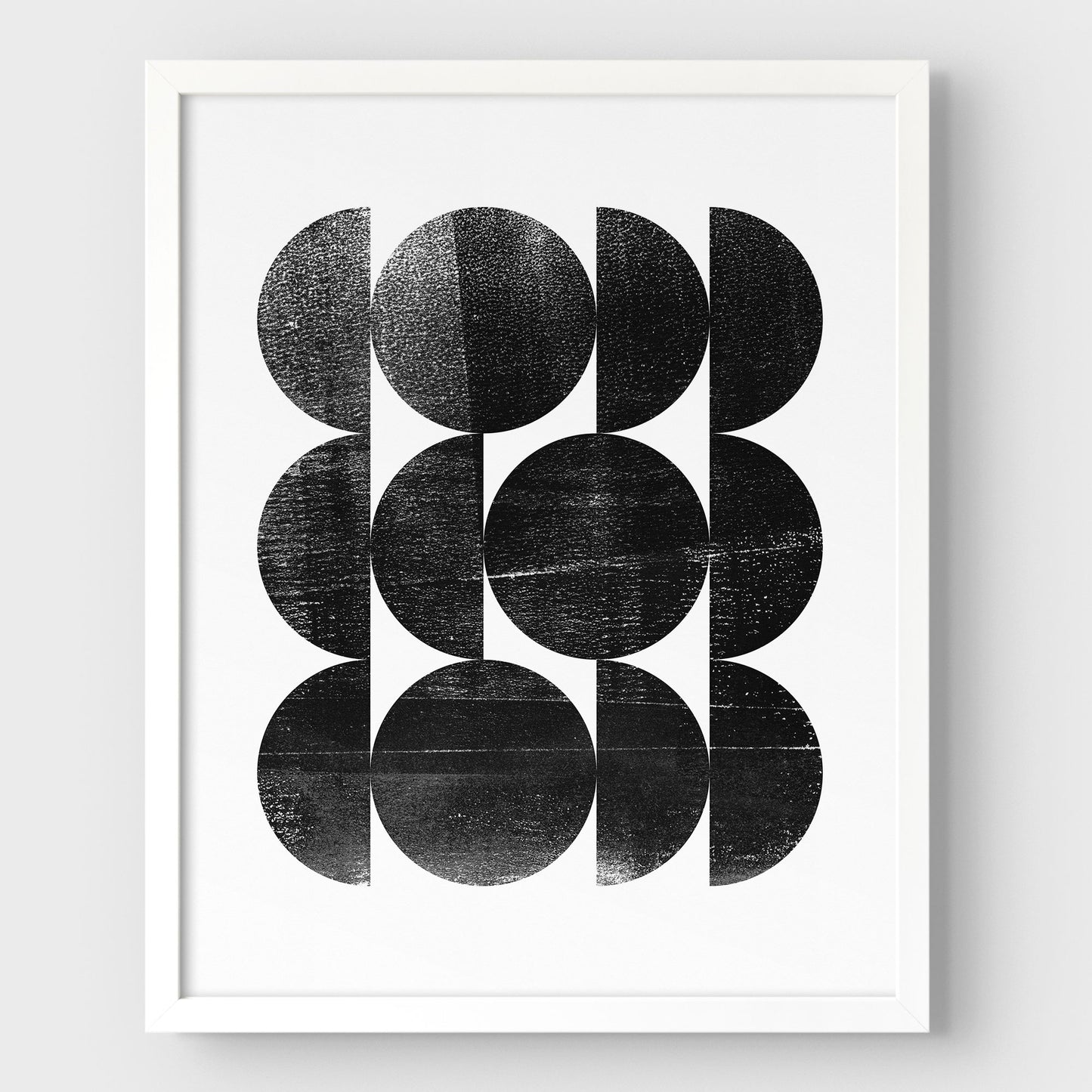 Black and White Circles Mid Century Modern Geometric Abstract Print