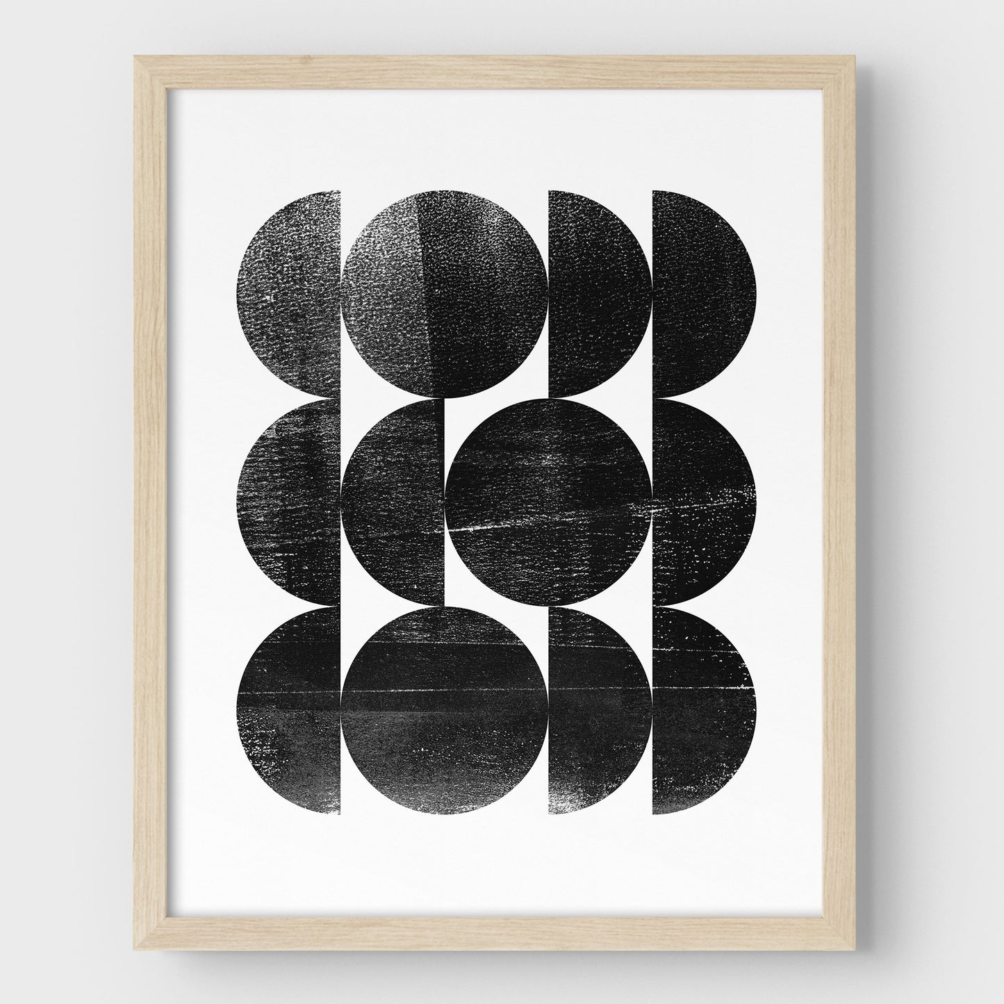 Black and White Circles Mid Century Modern Geometric Abstract Print