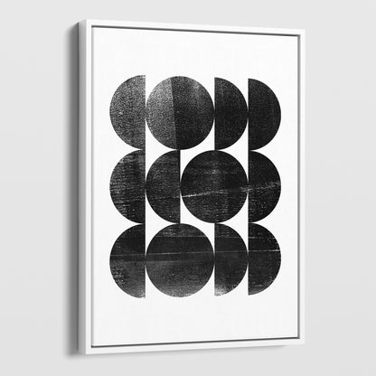 Black and White Circles Mid Century Modern Geometric Abstract Print