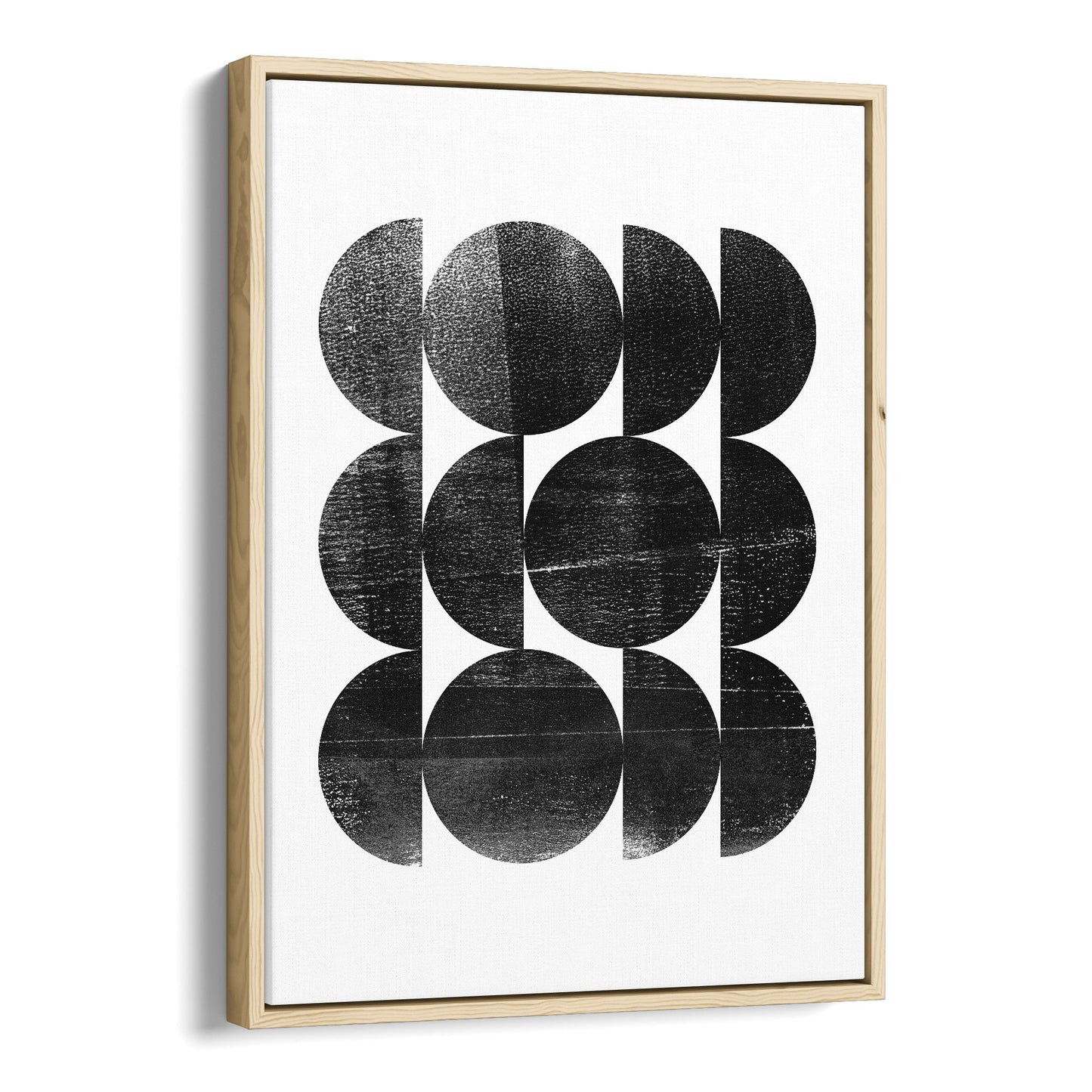 Black and White Circles Mid Century Modern Geometric Abstract Print