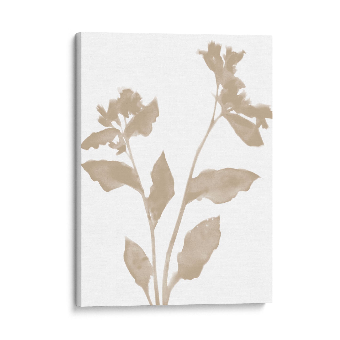 Beige Minimalist Floral Silhouette Botanical Print