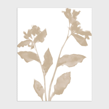 Beige Minimalist Floral Silhouette Botanical Print