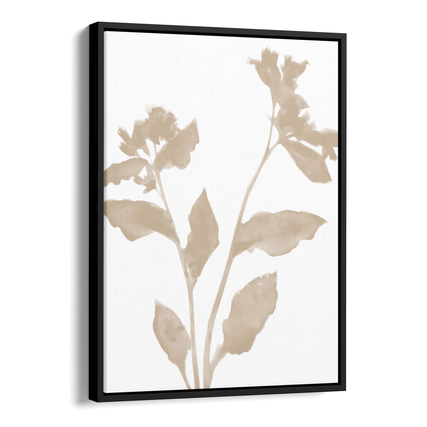 Beige Minimalist Floral Silhouette Botanical Print