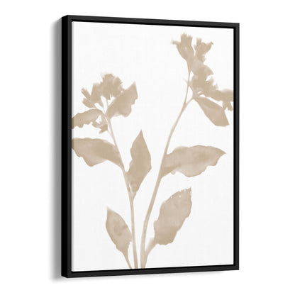 Beige Minimalist Floral Silhouette Botanical Print