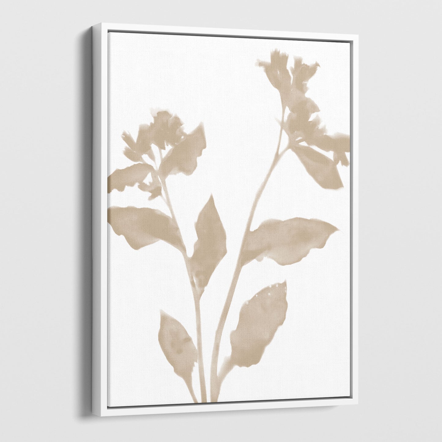 Beige Minimalist Floral Silhouette Botanical Print