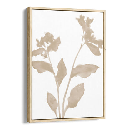 Beige Minimalist Floral Silhouette Botanical Print