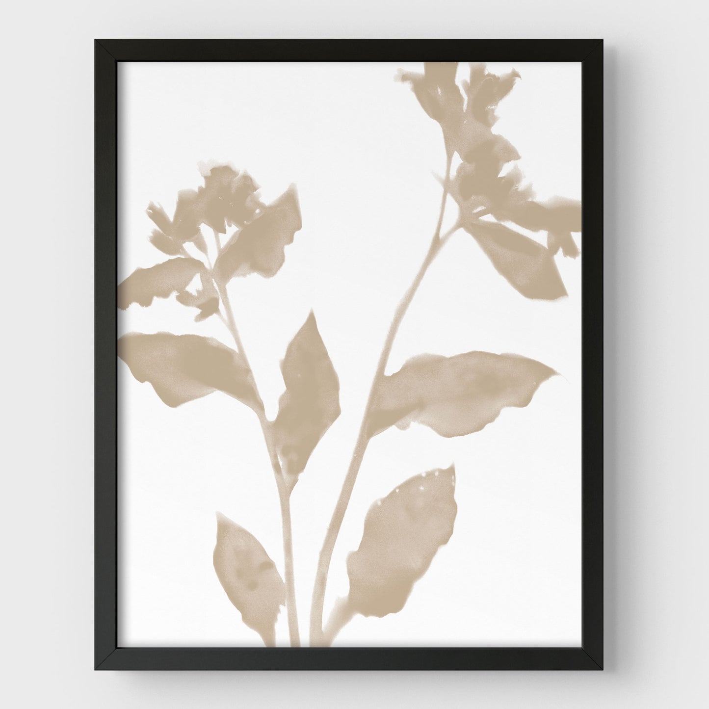 Beige Minimalist Floral Silhouette Botanical Print