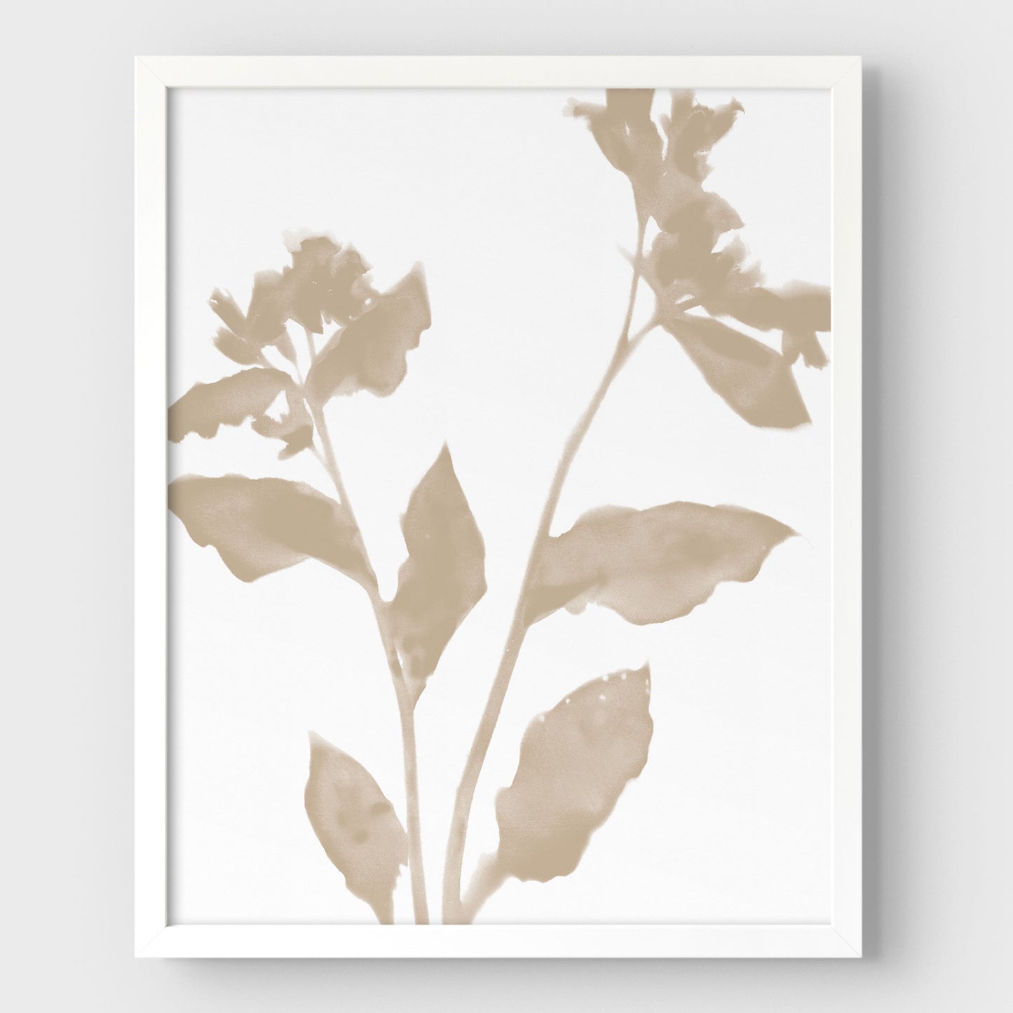 Beige Minimalist Floral Silhouette Botanical Print