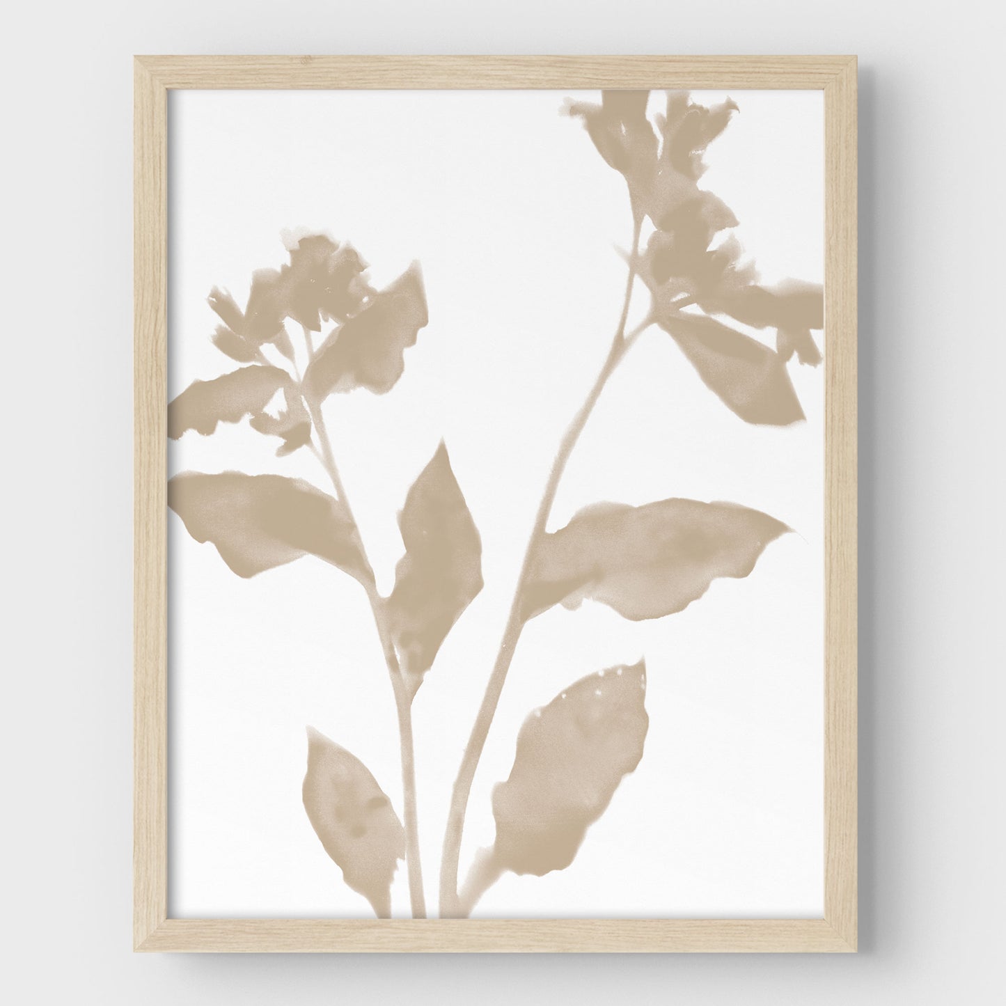 Beige Minimalist Floral Silhouette Botanical Print