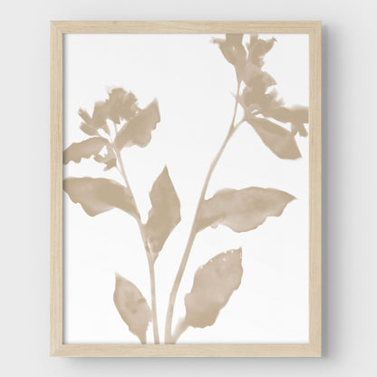 Beige Minimalist Floral Silhouette Botanical Print