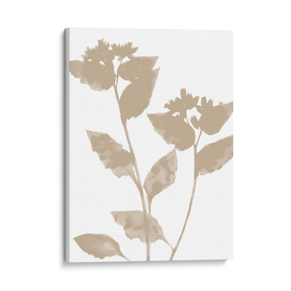 Beige Flower Silhouette Minimalist Botanical Print