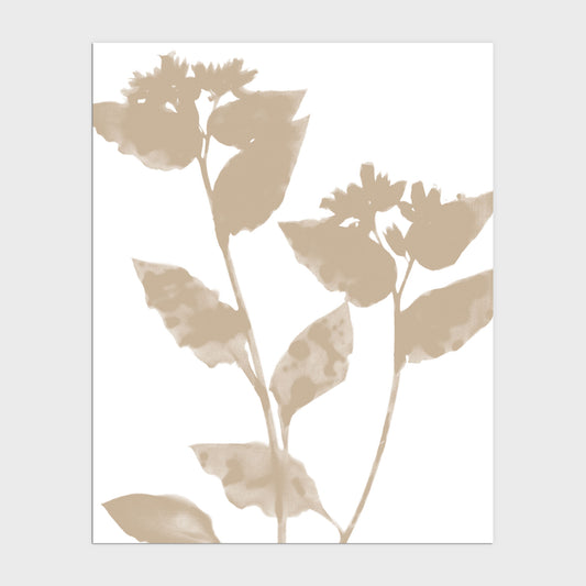 Beige Flower Silhouette Minimalist Botanical Print