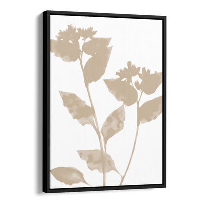 Beige Flower Silhouette Minimalist Botanical Print