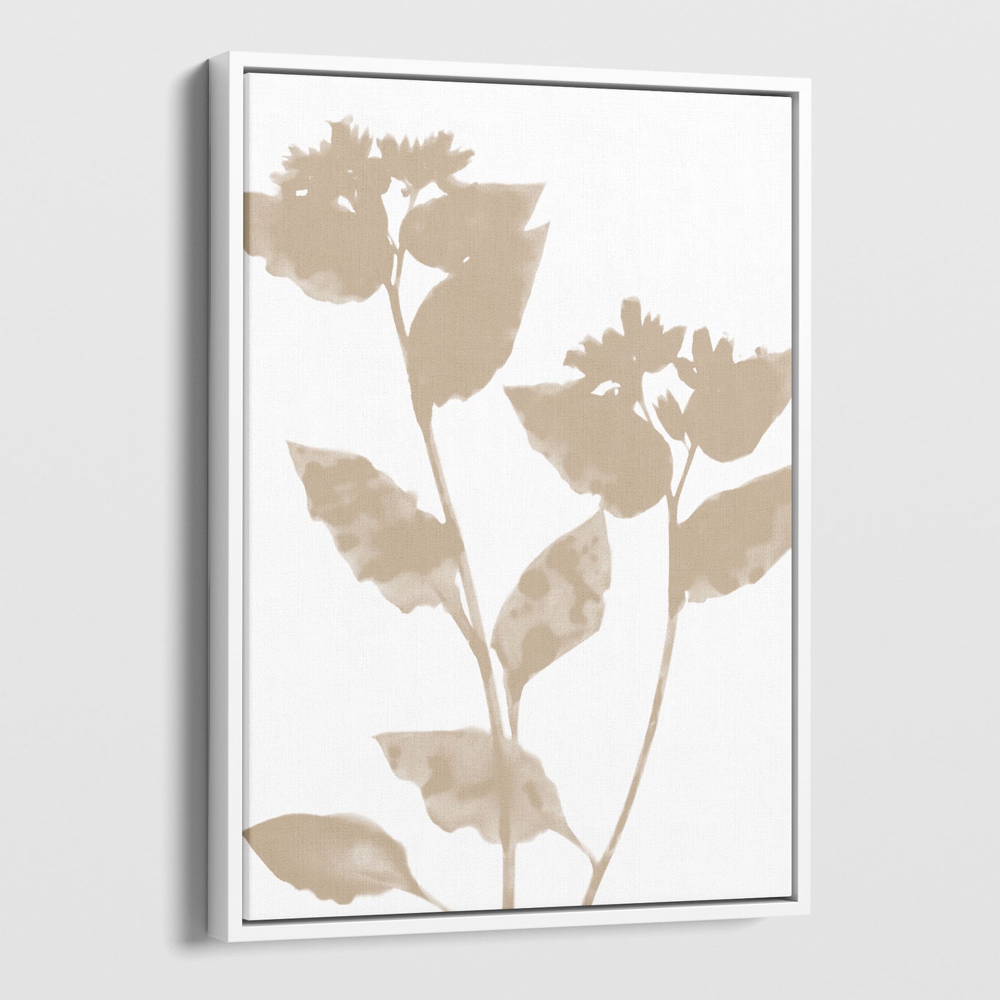 Beige Flower Silhouette Minimalist Botanical Print