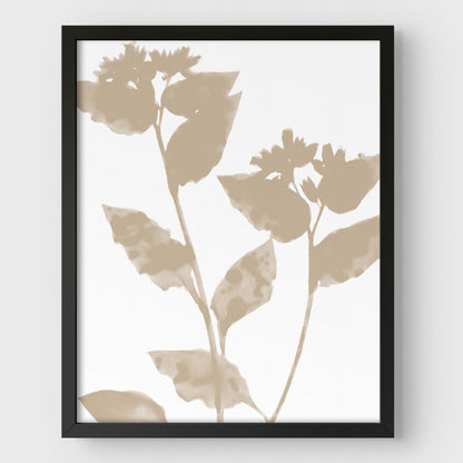 Beige Flower Silhouette Minimalist Botanical Print