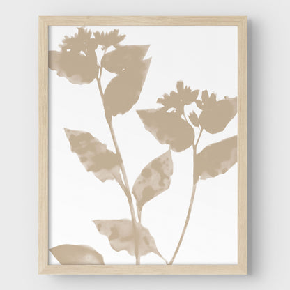 Beige Flower Silhouette Minimalist Botanical Print