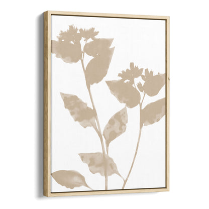 Beige Flower Silhouette Minimalist Botanical Print