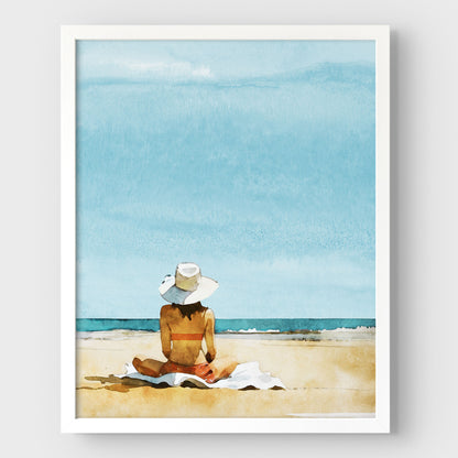 Woman on the Beach Print
