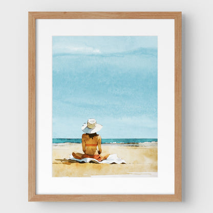 Woman on the Beach Print