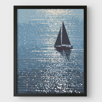 Sparkling Ocean Sailboat Art Print