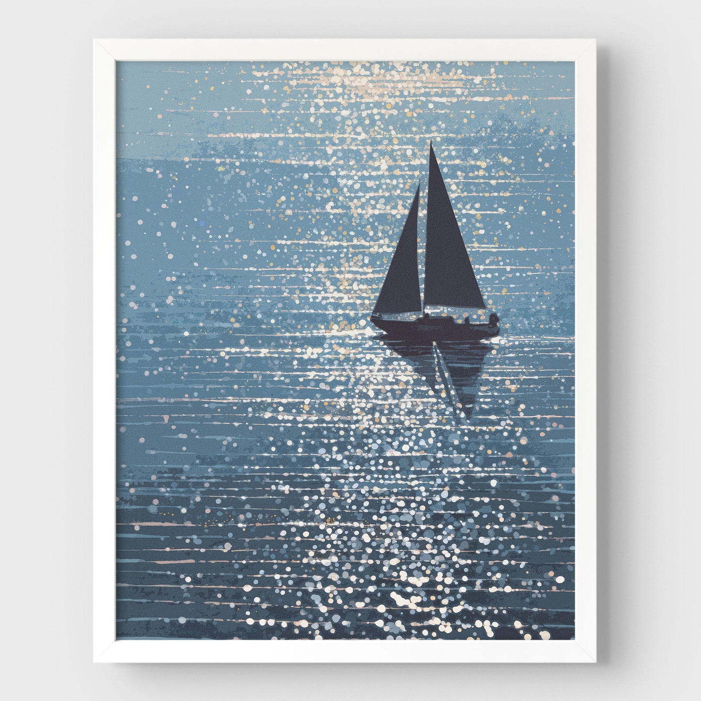 Sparkling Ocean Sailboat Art Print