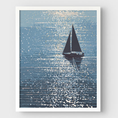 Sparkling Ocean Sailboat Art Print