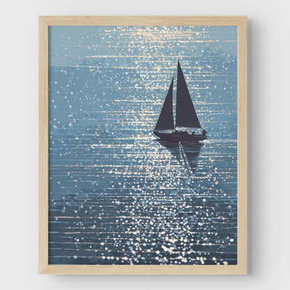 Sparkling Ocean Sailboat Art Print