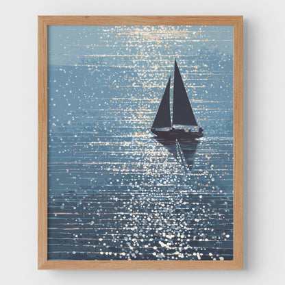 Sparkling Ocean Sailboat Art Print