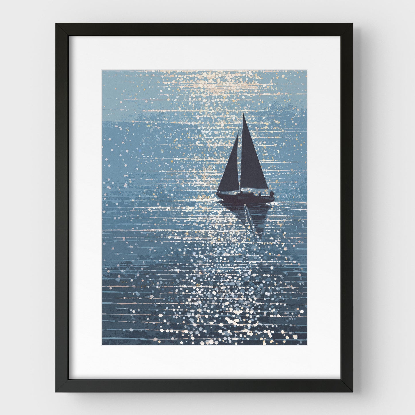 Sparkling Ocean Sailboat Art Print