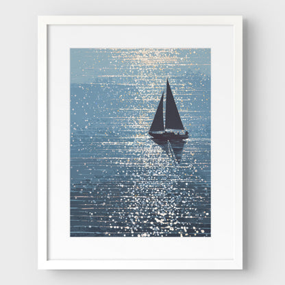 Sparkling Ocean Sailboat Art Print