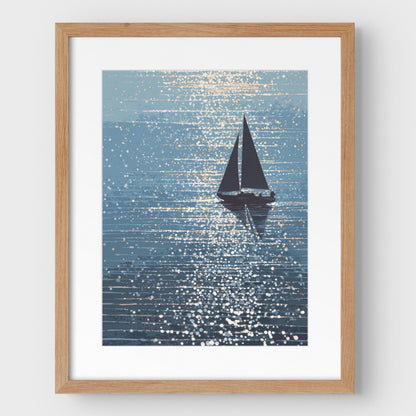 Sparkling Ocean Sailboat Art Print