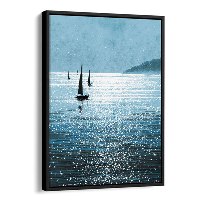 Sailboats on a Sunlit Sea Art Print