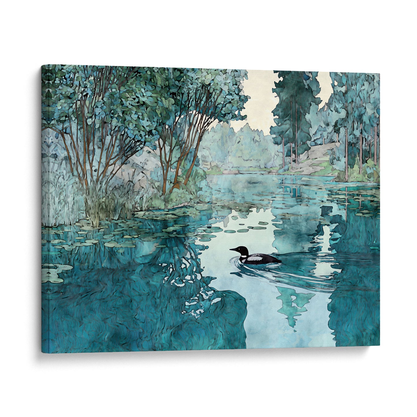 Loon in Woodland Lake Art Print