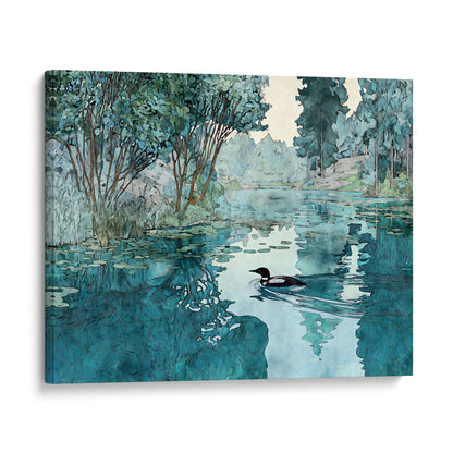 Loon in Woodland Lake Art Print