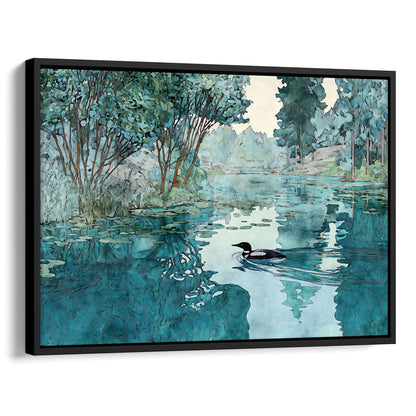 Loon in Woodland Lake Art Print